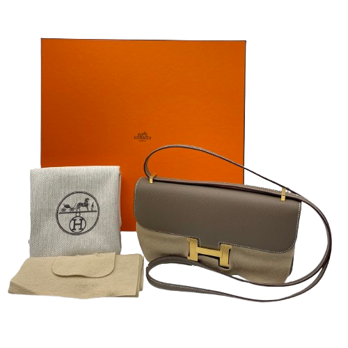 Pre-owned Hermes Constance Elan 25 Etoup Epson Gold hardware W engraved