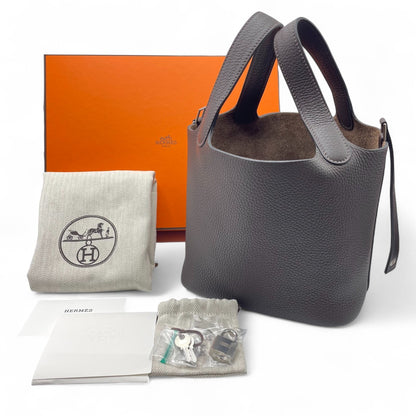 Pre-owned Hermes Picotan lock PM Evenne Taurillon Clemence Silver hardware K stamp