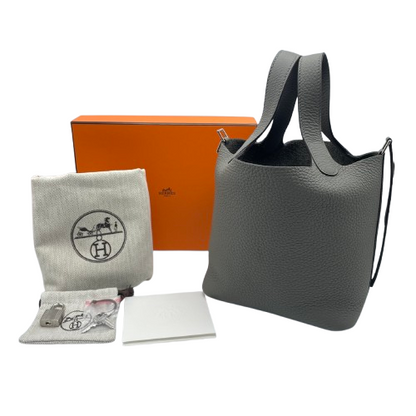 Pre-owned Hermes Picotan Lock PM Grimeyer Taurillon Clemence Silver hardware K engraved