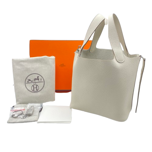 Pre-owned Hermes Picotan Lock PM Clet Taurillon Clemence Silver hardware K stamp