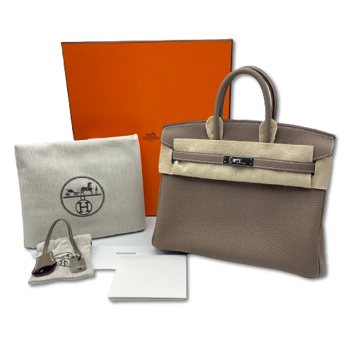 Pre-owned Hermes Birkin 25 Etoupe Togo Silver hardware K stamp