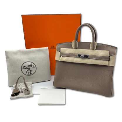 Pre-owned Hermes Birkin 25 Etoupe Togo Silver hardware K stamp