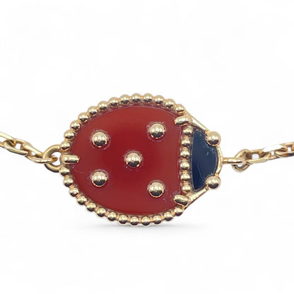 プレオウンドヴァンクリーフ＆アーペル ラッキー スプリング ブレスレット クローズドウィング レディバグ VCARP7R000 ローズゴールド/オニキス/カーネリアン