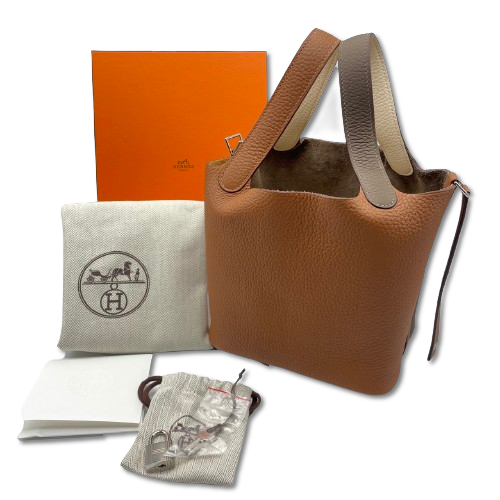 Pre-Owned Hermes Picotan Rock Cazac PM Etoupe/Gold Taurillon Clemence Silver Hardware U engraved
