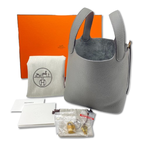 Pre-owned Hermes Picotan Lock PM Grimeyer Taurillon Clemence Gold hardware K stamp