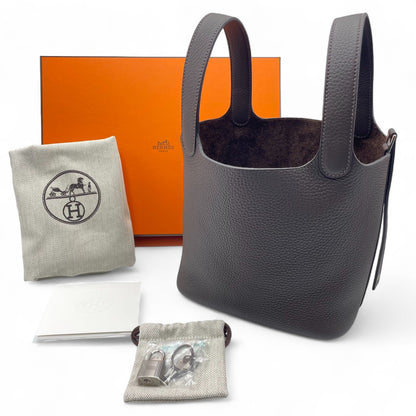 Pre-owned Hermes Picotan lock PM Evenne Taurillon Clemence Silver hardware K stamp