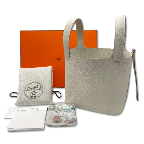 Pre-owned Hermes Picotan Lock PM Clet Taurillon Clemence Silver hardware K stamp