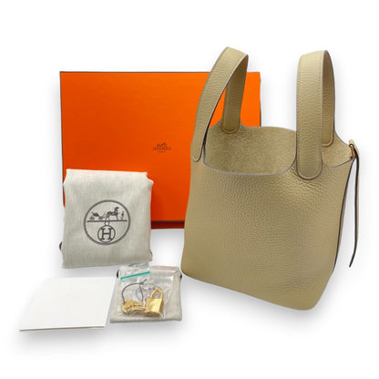 Pre-owned Hermes Picotan Lock PM Trench Taurillon Clemence Gold hardware K stamp