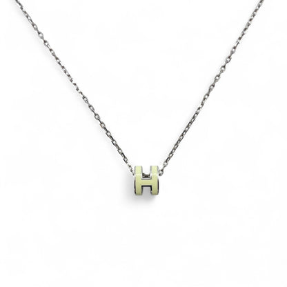 プレオウンドエルメス ポップH ミニ ネックレス アイボリー/メタル シルバー金具