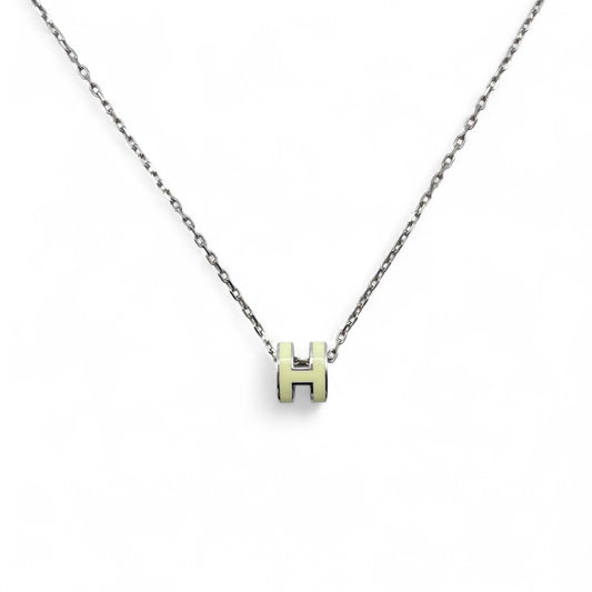 プレオウンドエルメス ポップH ミニ ネックレス アイボリー/メタル シルバー金具