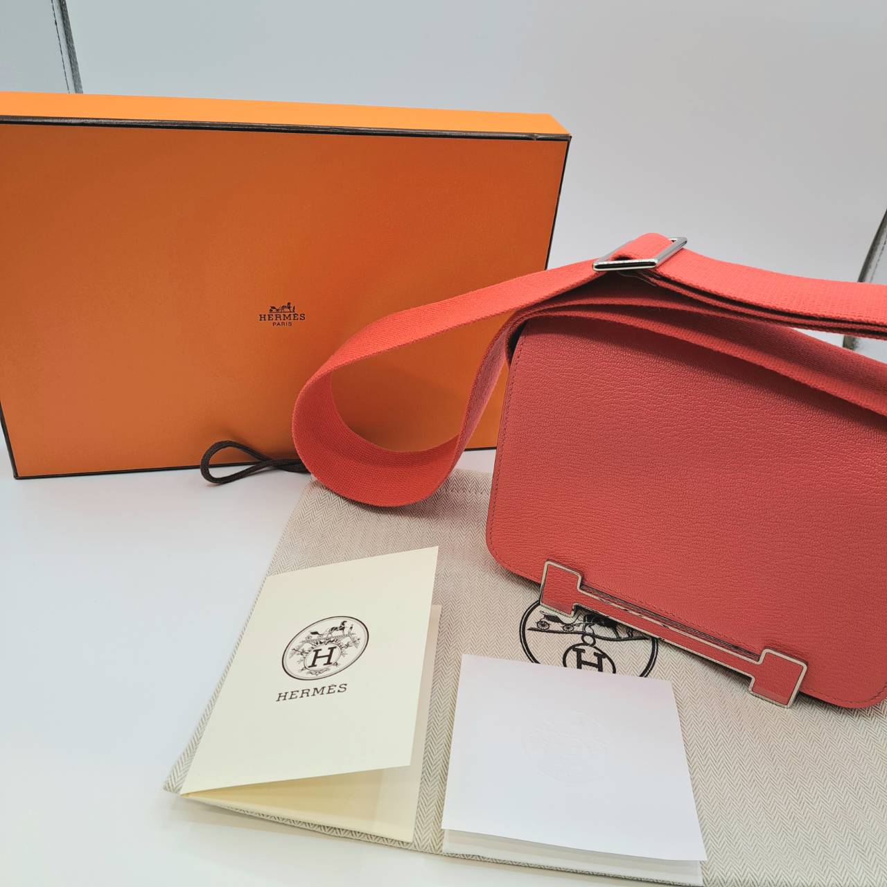 Pre-Owned Hermes Geta Chevre U engraved