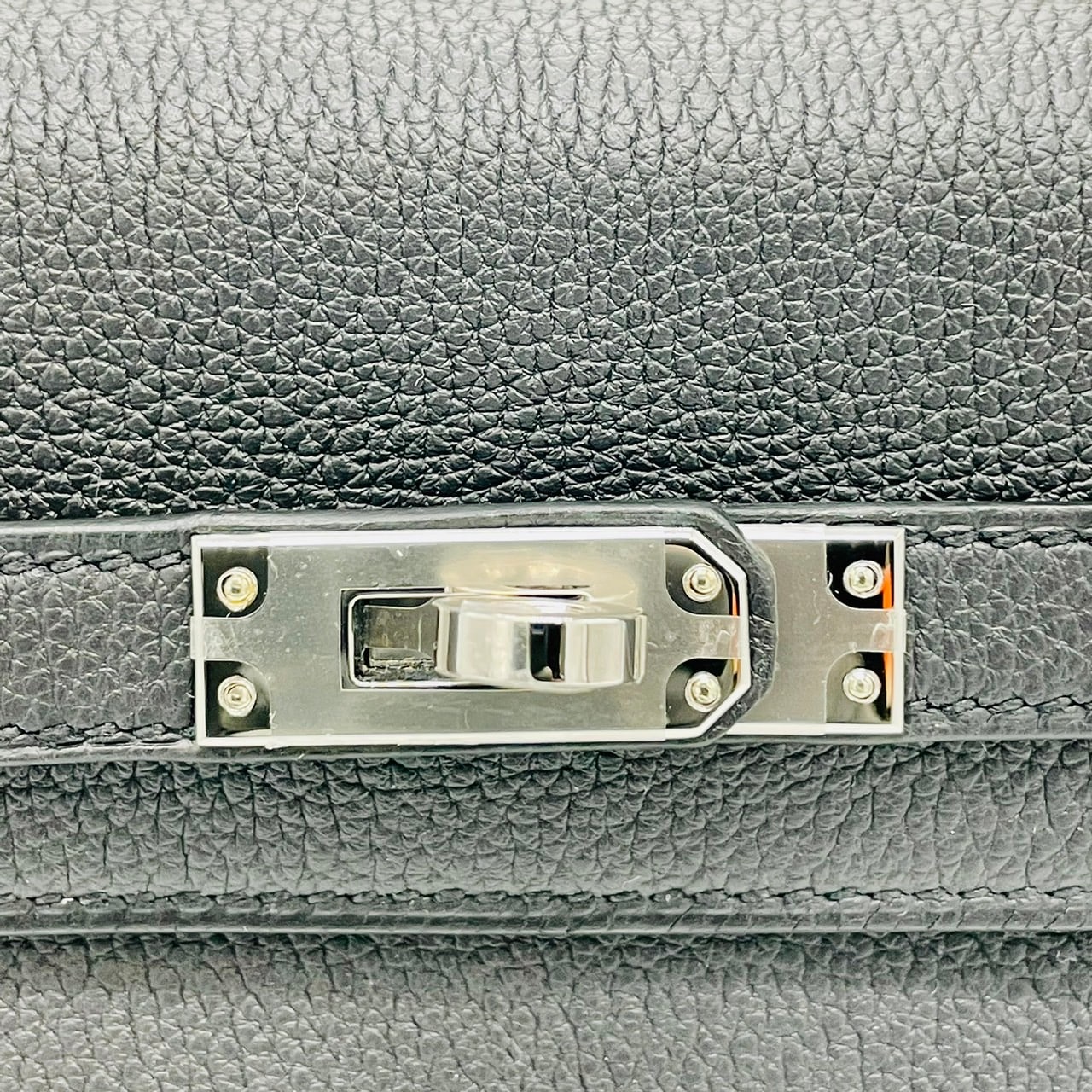 Hermes Kelly 25 Noir Togo 银色五金件 B 雕刻
