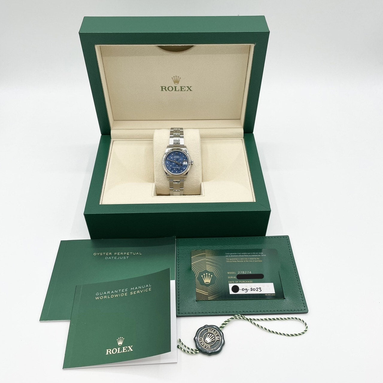 Pre-Owned Rolex Datejust 278274 Azzurro Blue Floral Motif Diamond Oyster Bracelet 31mm