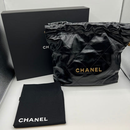プレオウンド CHANEL シャネル22 チェーンショルダー シャイニーカフスキン AS3260