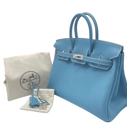Hermes Birkin 25 New Blue Gene Torillon Clemence Silver Metal Fittings W 새로