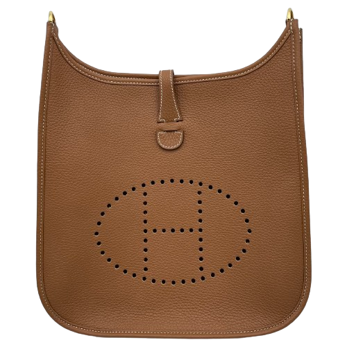 Pre-Owned Hermes Evelyn PM Torillon Clemence Gold Gold Hardware B Engraved