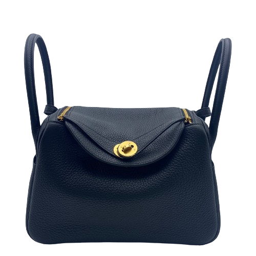 [Cash Price] Hermes Lindy 26 Noir Torillon Clemence Gold Hardware W Engraved