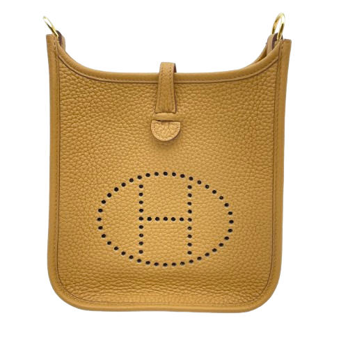Hermes Evelyn Mini TPM Chai Torillon Clemence Gold Hardware B Engraved