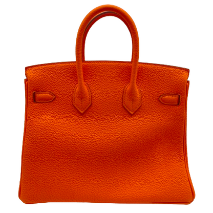 [現金特殊價格]愛馬仕·伯金（Hermes Birkin）25橙罌粟多哥銀金屬配件B刻