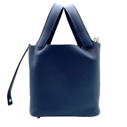 Hermes Picotin Lock PM Bleu Dupoles Torillon Clemence Gold Hardware B 조각.