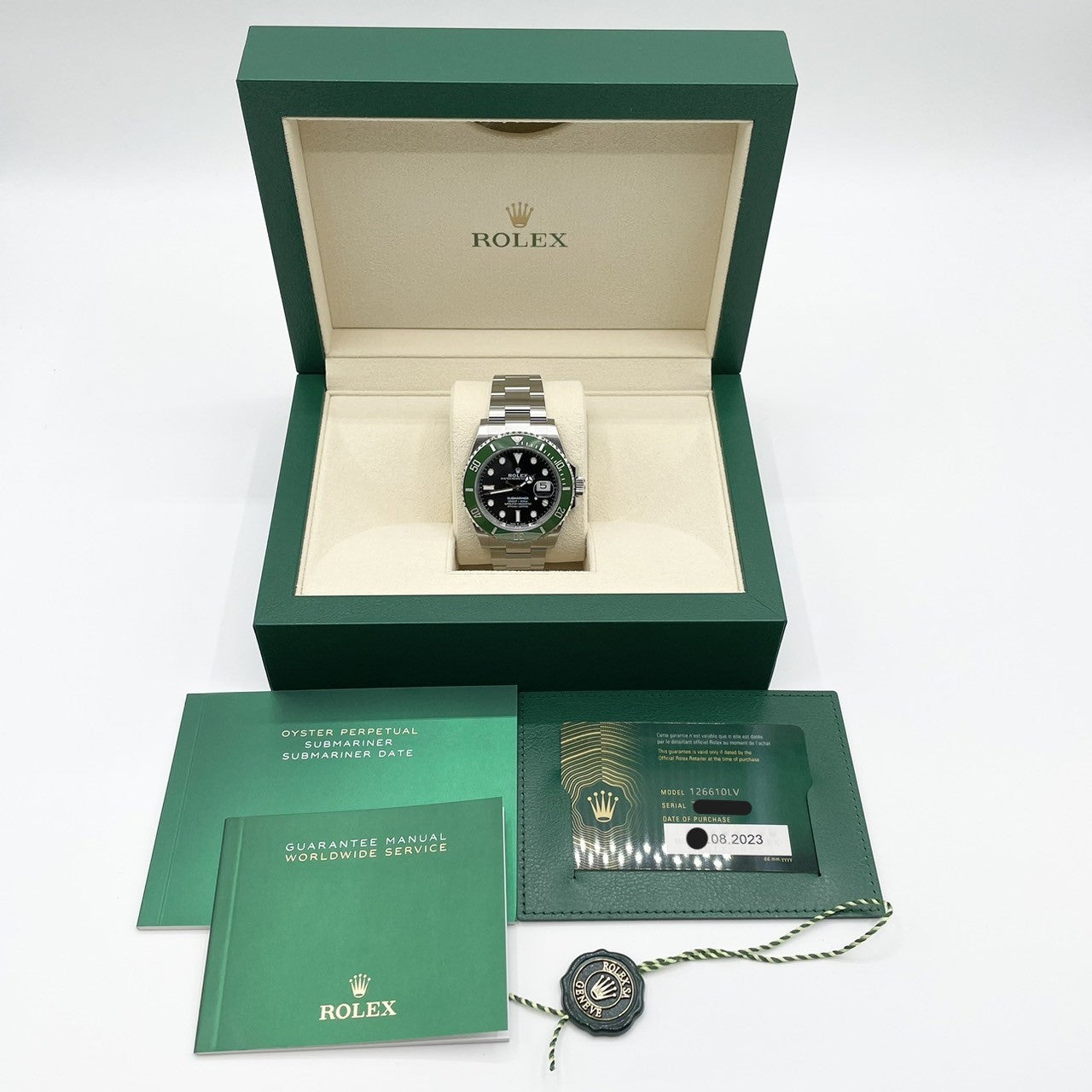 Pre-Owned Rolex Submariner Date 126610LV Oyster Bracelet Black Green 41mm