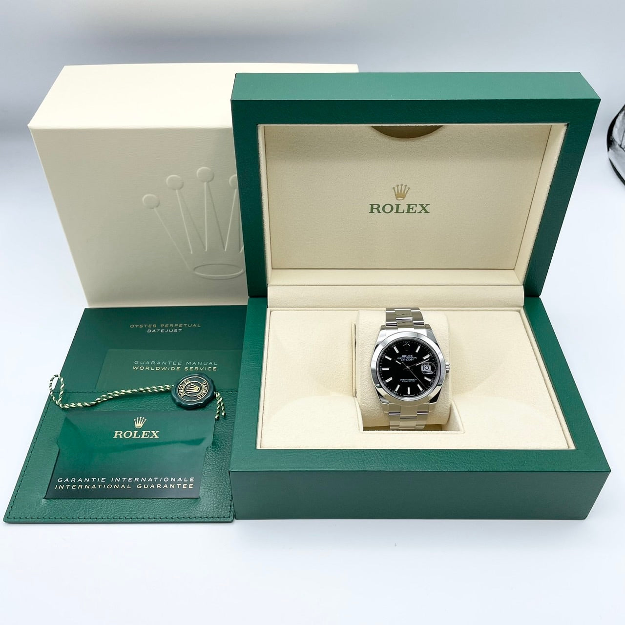 사전 소유의 롤렉스 날짜 주행 126300 블랙 굴 팔찌 41mm