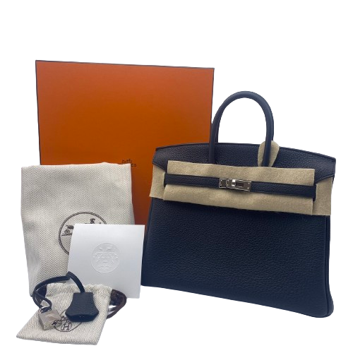 Hermes Birkin 25 Noir Togo Silver Metal Fittings w 새로워