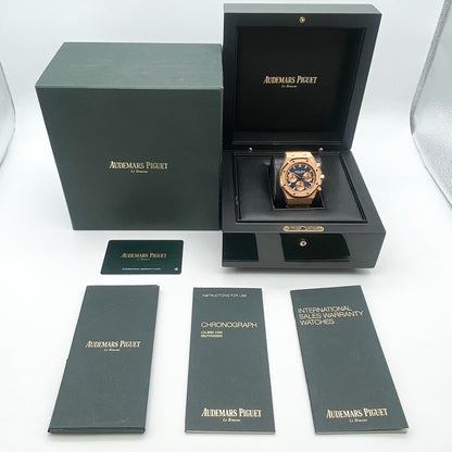 Pre-Owned Audemars Piguet Royal Oak 26239OR.GG.1224OR.01 Frosted Gold Blue Grand Tapestry 41mm
