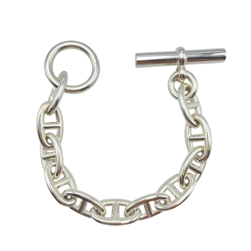 Pre-Owned Hermes Chaine Dunkle Bracelet GM Silver 925 11-panel