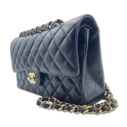 Pre-Owned Chanel Matelasse W25 Black Caviar Skin Gold Hardware