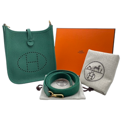愛馬仕（Hermes）Mini Evelyn（Evelyn）TPM深綠色Torillon Clemence Silver Fittings W刻有