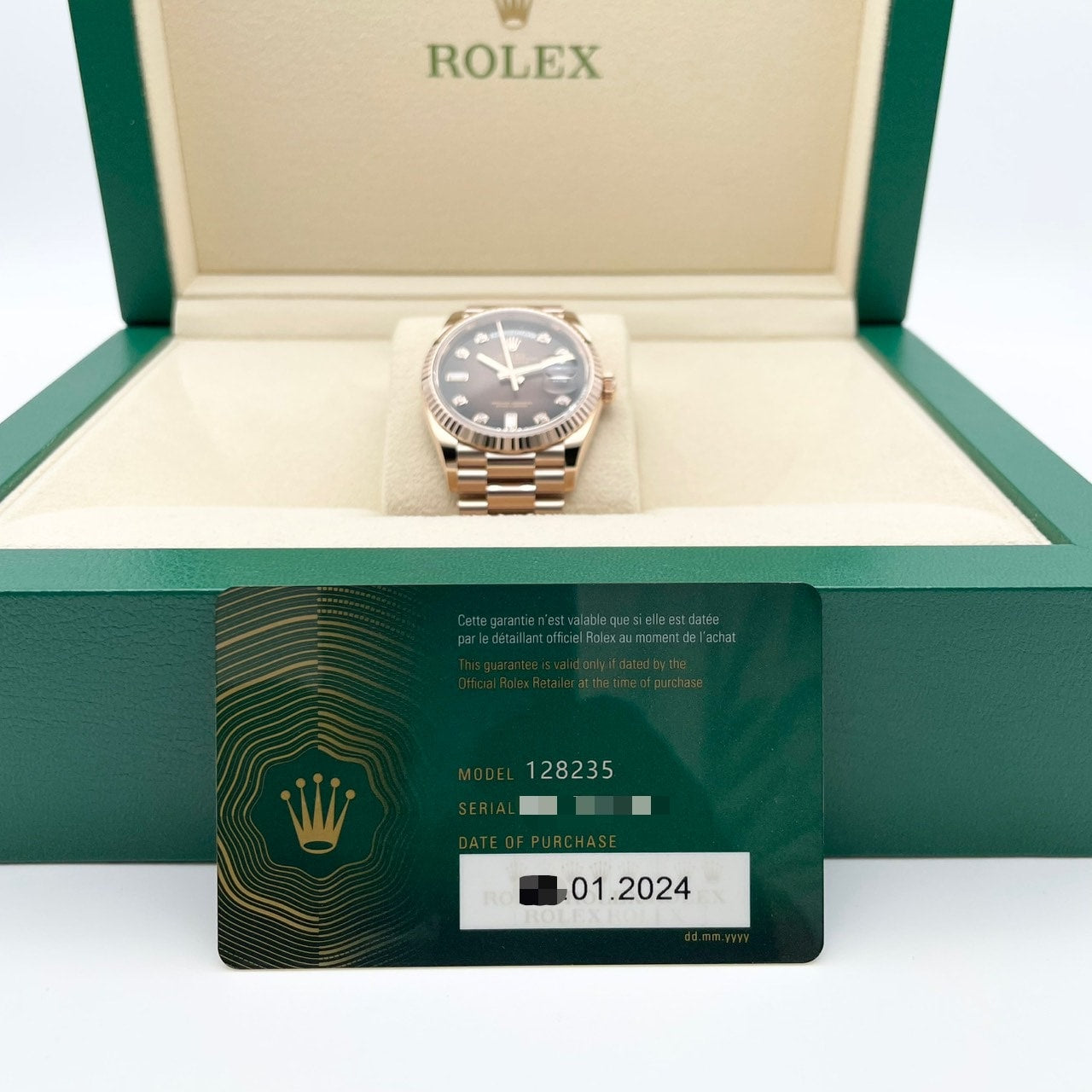 プレオウンド ロレックス デイデイト 128235 ブラウンオンブレ エバーローズゴールド 36mm