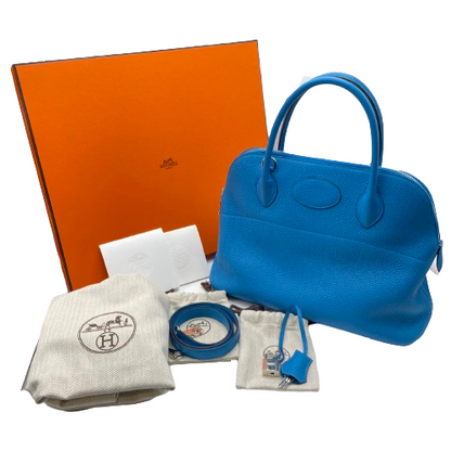 중고 에르메스 볼라이드 마카롱 31 블루 프리다 토리옹 클레멘스 실버 하드웨어 Z 인그레이빙