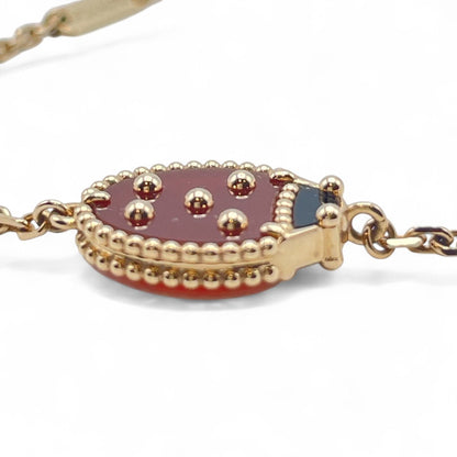 プレオウンドヴァンクリーフ＆アーペル ラッキー スプリング ブレスレット クローズドウィング レディバグ VCARP7R000 ローズゴールド/オニキス/カーネリアン