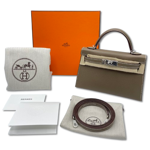 Pre-owned Hermes Mini Kelly Etoup Epson Silver hardware K stamp