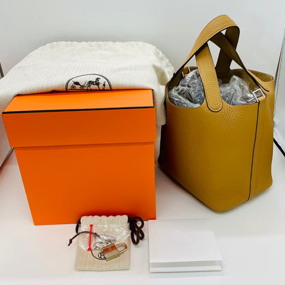 Hermes Picotin Lock PM 비스킷 Torillon Clemence Silver Fittings U Engraved