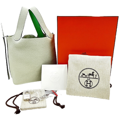 プレオウンド エルメス ピコタンロック PM スイフト/トリヨンクレマンス グリネヴェ/ヴェールコミック シルバー金具 B刻印