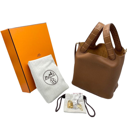 Pre-Owned Hermes Picotin Lock Touch PM Gold Torillon Clemence Gold Hardware Y Engraved