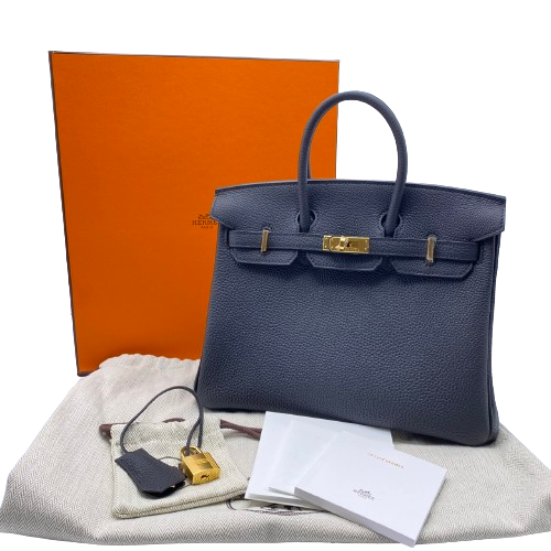 Hermes Birkin 25 Noir Togo Gold Hardware B가 새겨 져 있습니다