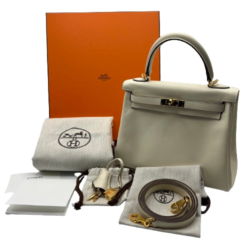 Pre-Owned Hermes Kelly 25 Nata Swift Gold Hardware Z Engraved