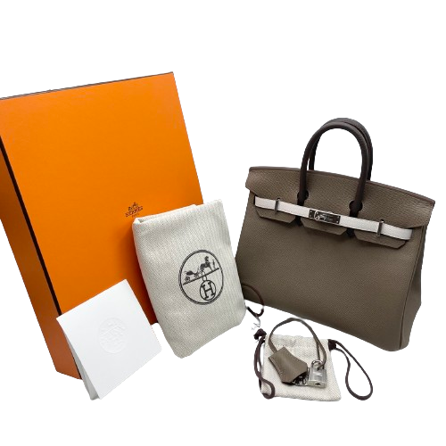 Hermes Birkin 25 Etoope Tricolor Epson Silver Metal Fittings w 새겨 져
