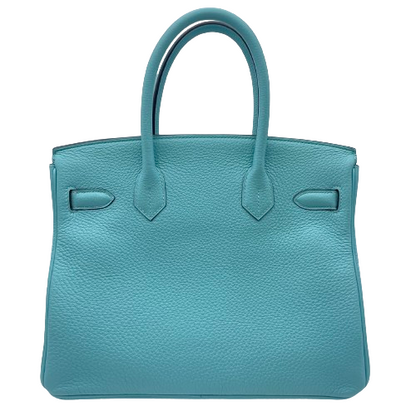 Hermes Birkin 30 Blue Ator Torillon Clemence Silver Metal Fittings T-Stamped