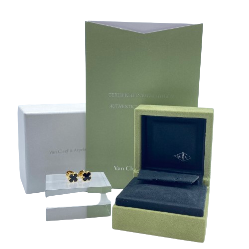 Pre-Owned [Under list price! 】Van Cleef & Arpels Sweet Alhambra VCARA44900 Yellow Gold Onyx Earrings