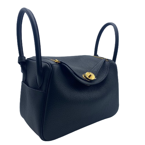 [Cash Price] Hermes Lindy 26 Noir Torillon Clemence Gold Hardware W Engraved