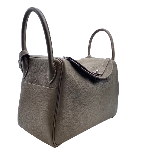 Pre-Owned Hermes Lindy 30 Etoup Torillon Clemence Silver Fittings U Engraved