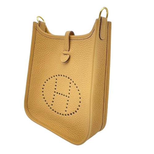 Hermes Evelyn Mini TPM Chai Torillon Clemence Gold Hardware B Engraved