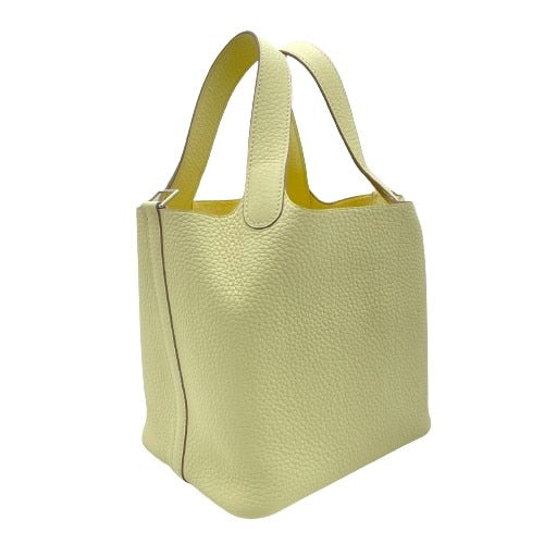 [現金特價]愛馬仕皮克丁鎖PM Jaune Milton Torillon Clemence Silver Fittings W刻有