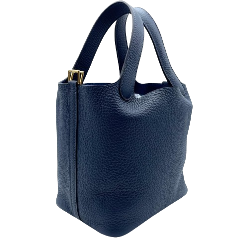 Hermes Picotin Lock PM Bleu Dupoles Torillon Clemence Gold Hardware B 조각.