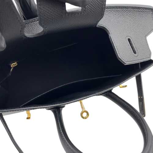 Hermes Birkin 25 Noir Epson Gold Hardware B가 새겨 져 있습니다