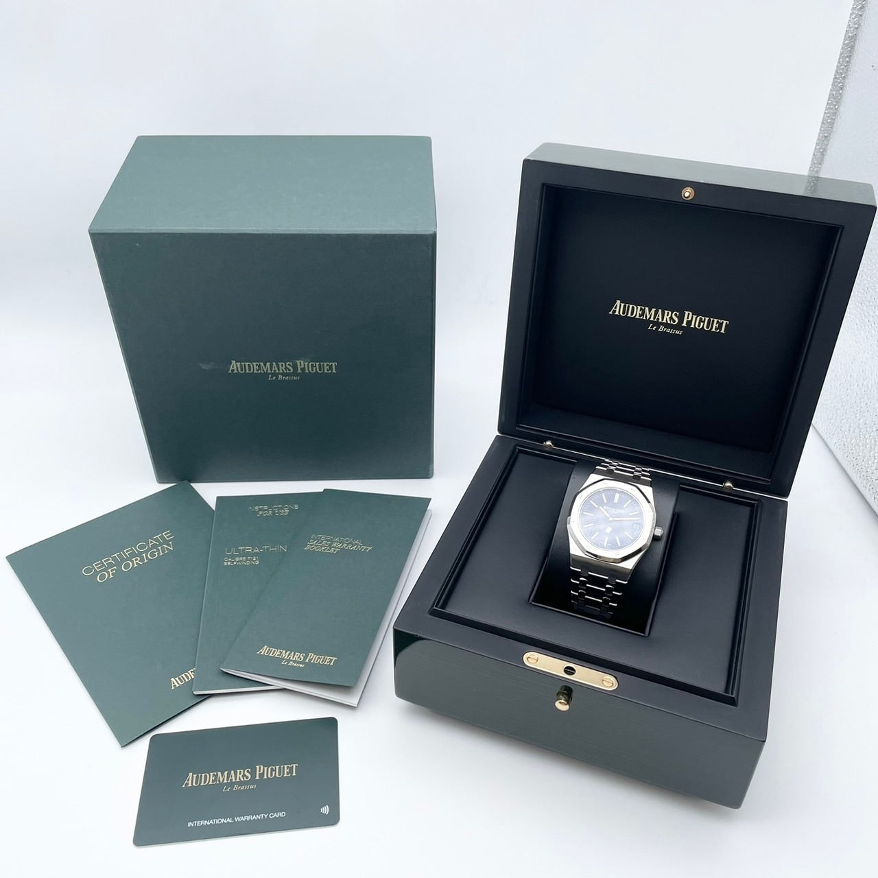 [50 주년 기념 로터 장착 모델] Audemars Pigemars Royal Oak Jumbo Extra Sin 16202st.oo.1240st.01 Blue Stainless Steel 39mm